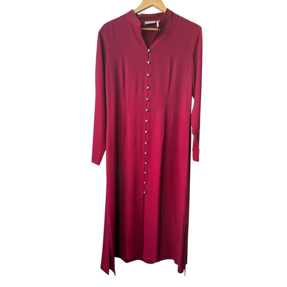 VTG Coldwater Creek Button Front Maxi Shirt‎ Dress Size 12 Long Sleeve Lagenlook